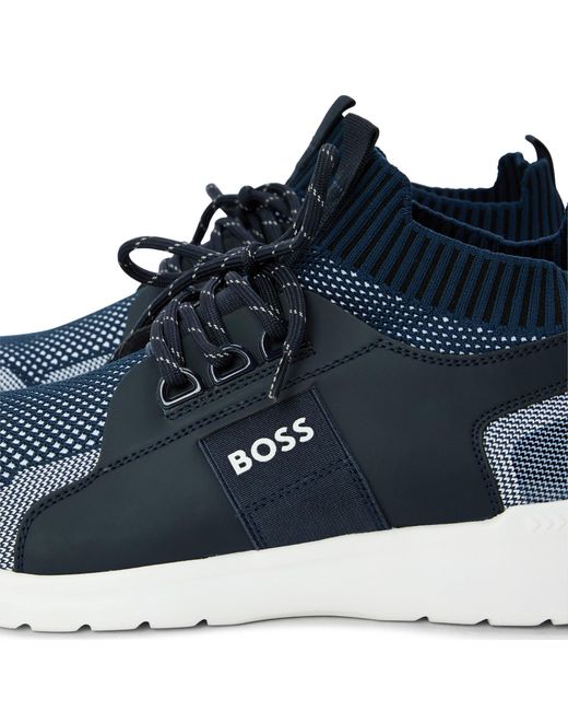 Boss Blue Classic Low-Top Trainers for men