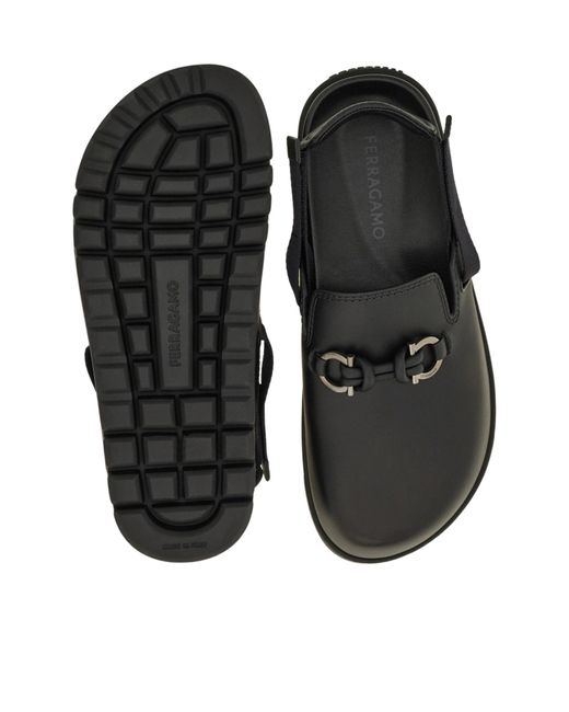 Ferragamo Black Gancini Buckle Mule for men