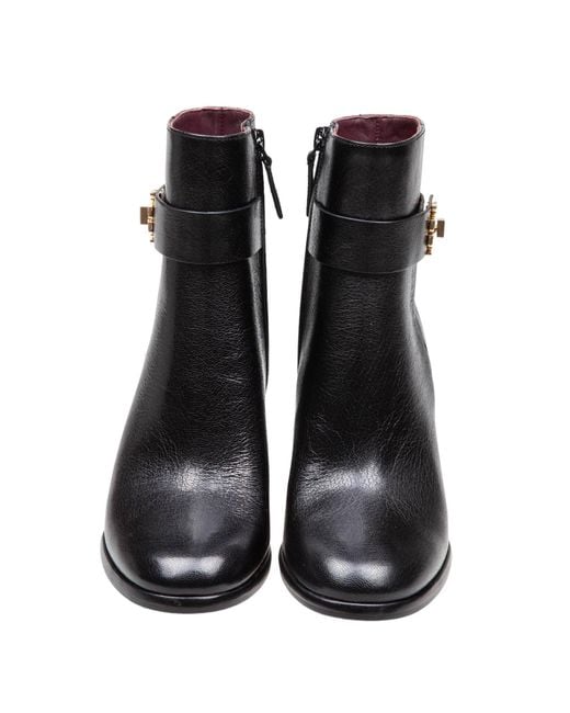 Tory Burch Black T Lock Heeled Ankle Boots