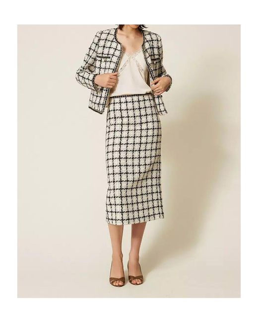 Twinset Multicolor Checked Boucle Jacket