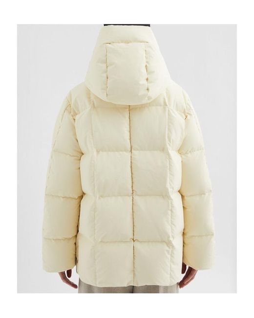 Jil Sander Natural Zip-Up Hooded Down Coat