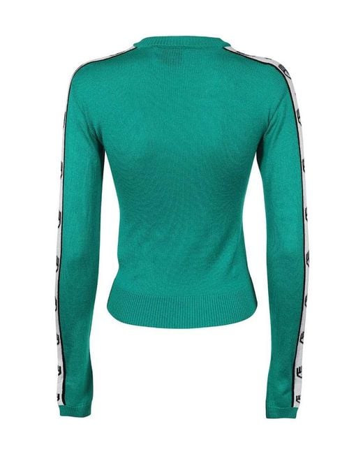 Chiara Ferragni Green Long-Sleeved Crewneck Knitted Jumper