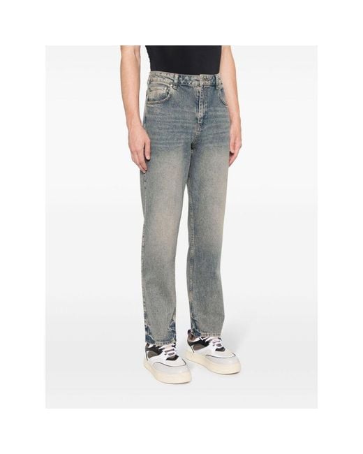 Represent Gray Bleached-Effect Straight-Leg Slim-Cut Jeans for men