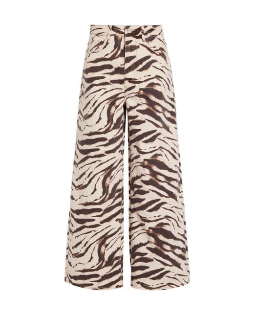 Ganni White Zebra-Print Jeans