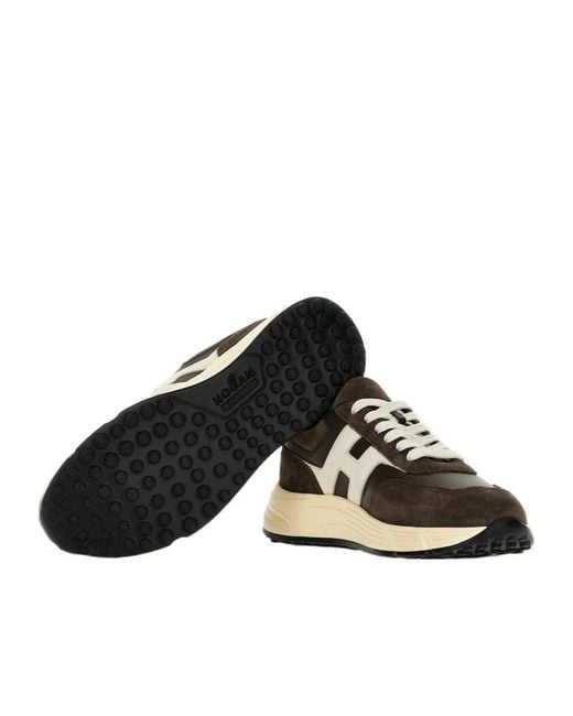 Hogan Black Coffee Leather Sneakers With Memory Foam Insole for men