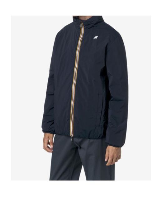 K-Way Blue Logo-Patch Zip-Up Jacket for men