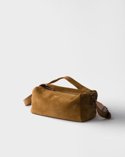 Prada Brown Suede Shoulder Bag for men