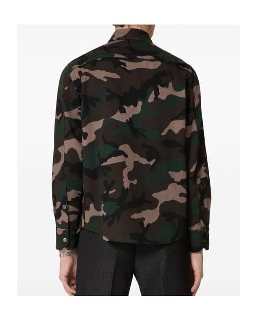 Valentino Black Camouflage-Patterned Curved Hem Jacket for men