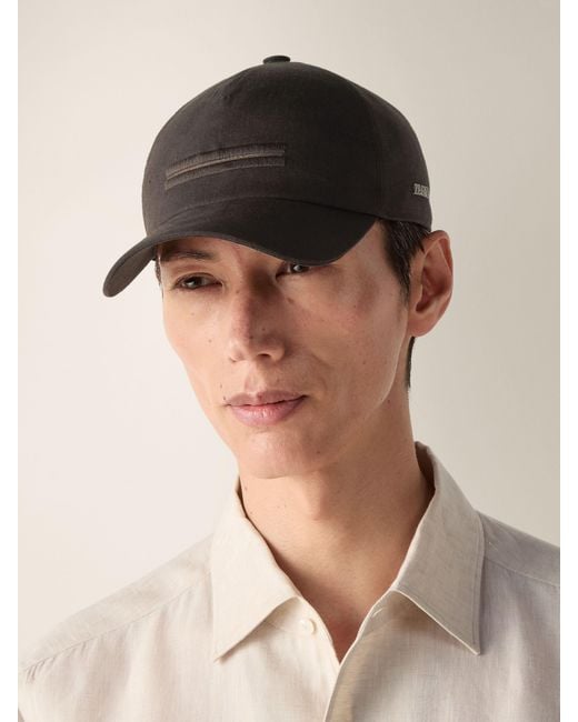 Zegna Brown Road Embroidered Baseball Hat for men