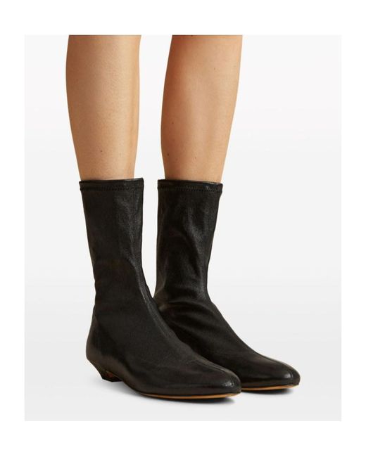 Khaite Black The Apollo Round Toe Ankle Boots