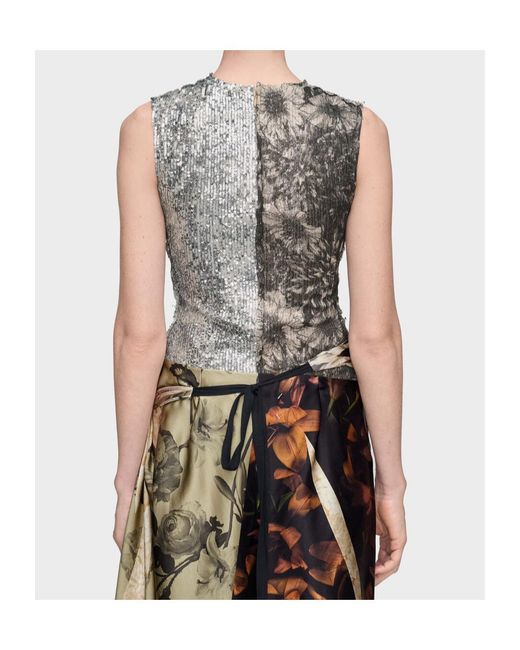 Maison Margiela Gray Sequined Sleeveless Top