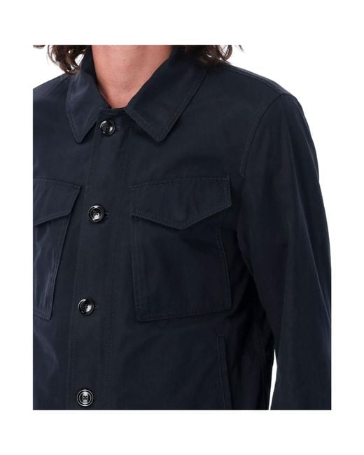 Tom Ford Blue Enzyme Twill Lightweight Field Jacket for men