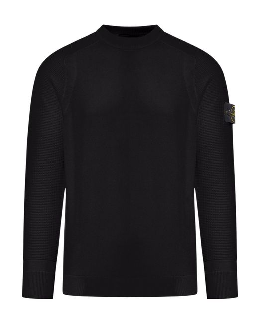 Stone Island Black Logo Patch Knitted Jumper for men