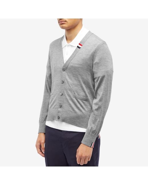 Thom Browne Gray Button-Up Knitted Cardigan for men