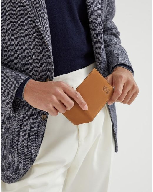 Brunello Cucinelli White Nubuck Bifold Wallet for men