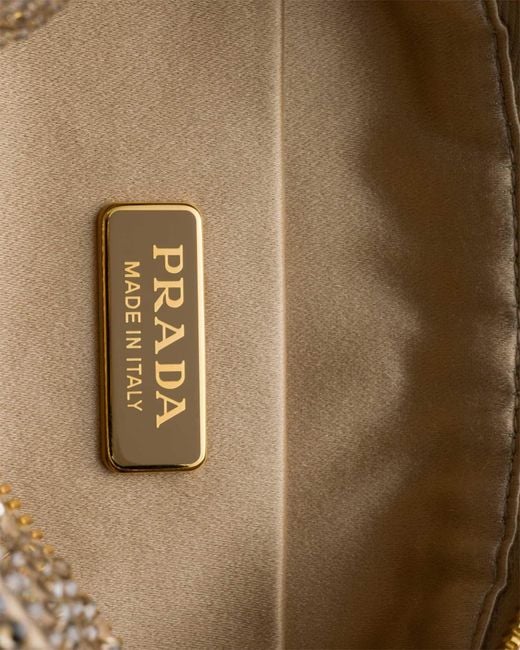 Prada Gray Mini Crystal-Studded Bag With Shoulder Strap