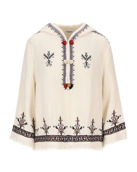 Isabel Marant Natural Isabel Marant Étoile Embroidered Fringed Edge Top