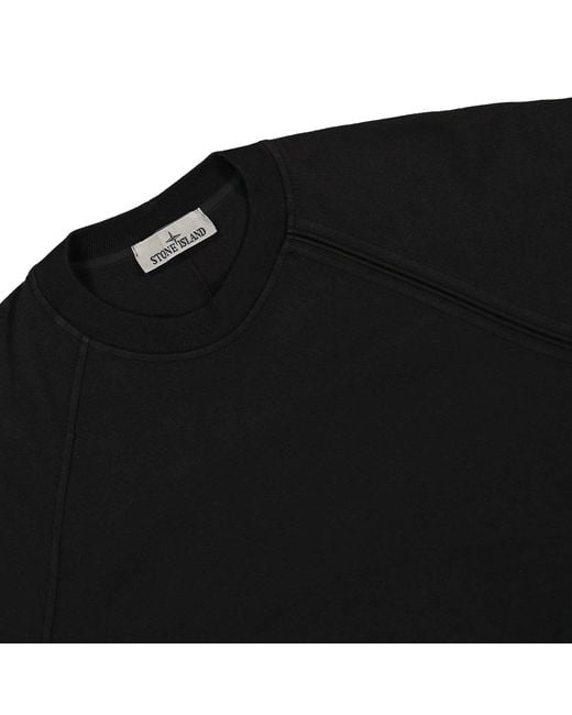 Stone Island Black Logo Detailed Crewneck Sweatshirt for men