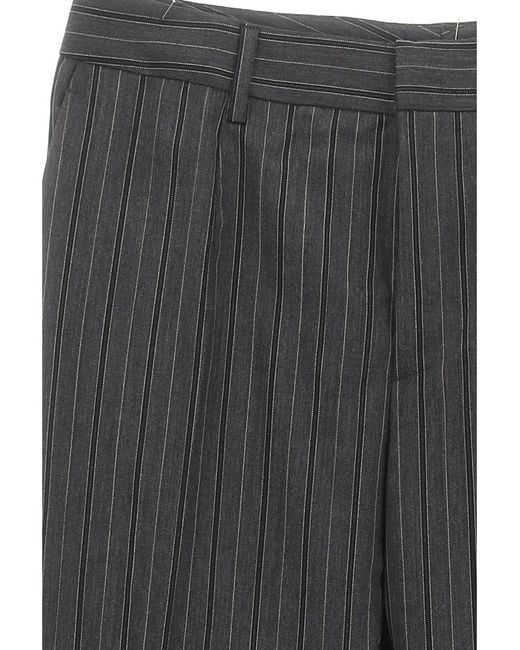 Alessandra Rich Gray Stripe Detailed Tailored Trousers