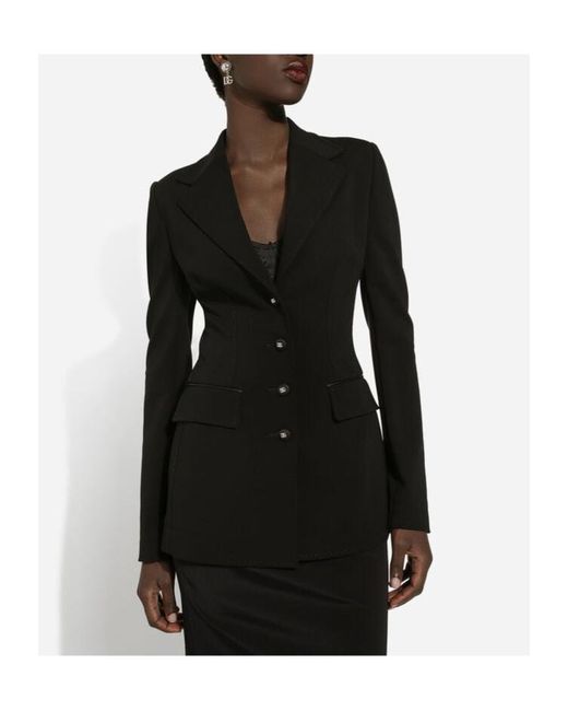 Dolce & Gabbana Black Milano Stitch Single-Breasted Jersey Jacket