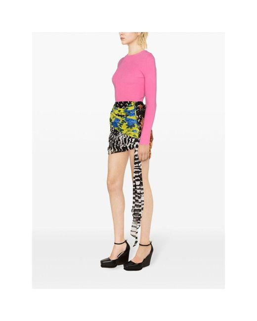 MARINE SERRE Pink Long-Sleeved Knitted Pullover