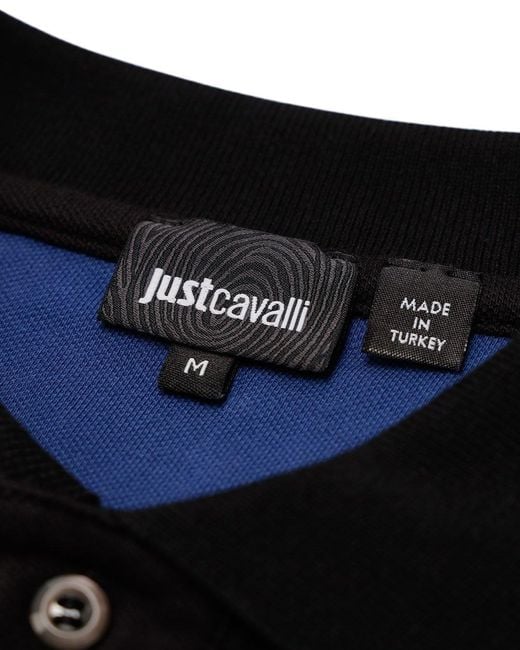 Just Cavalli Black Pattern Polo Shirt for men