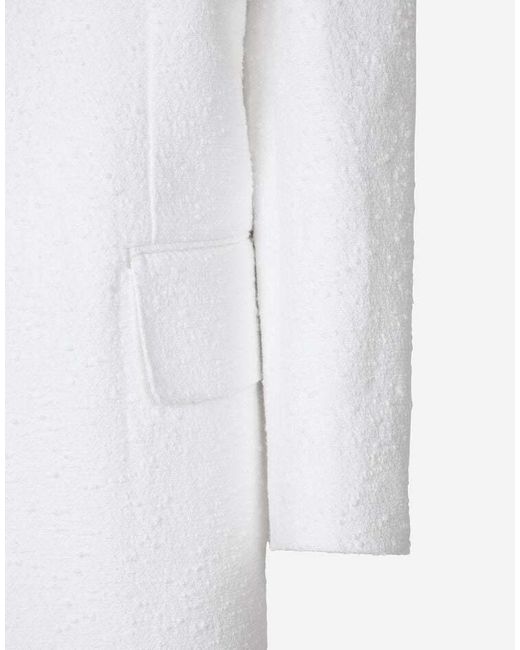 Dolce & Gabbana White Single-Breasted Raschel Tweed Jacket