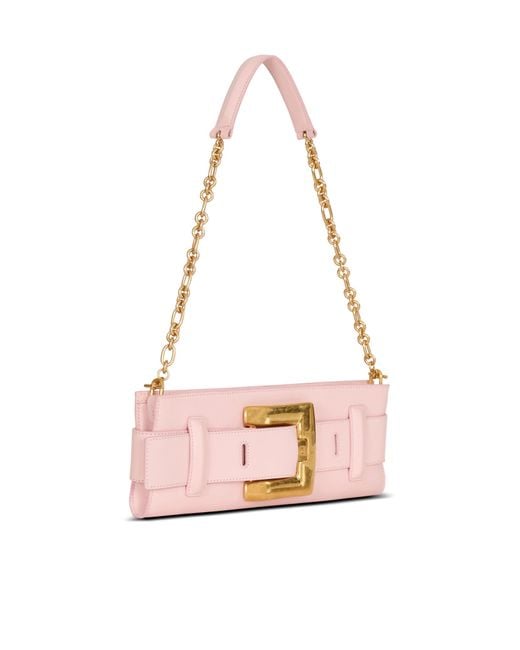 Balmain Pink Anthem Smooth Leather Clutch