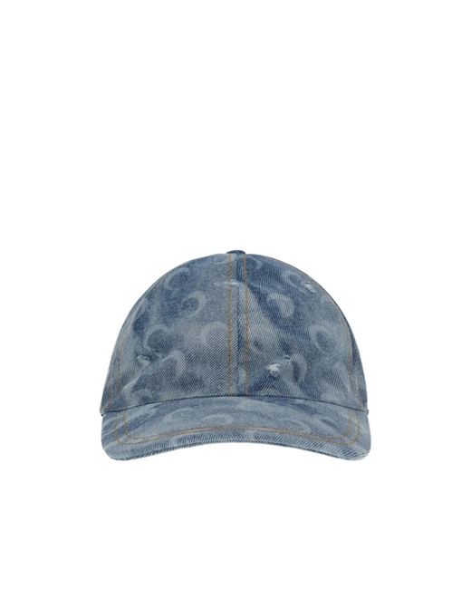 MARINE SERRE Blue Moon Print Denim Cap