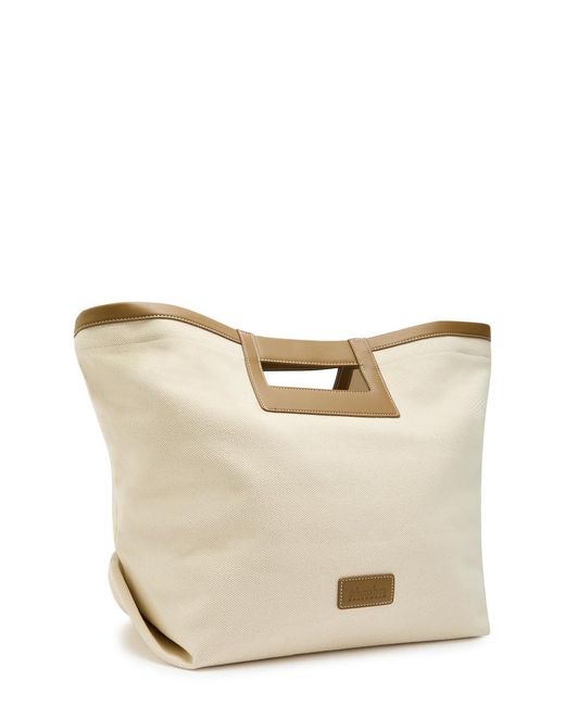 Max Mara Natural Logo-Appliquéd Canvas Tote Bag