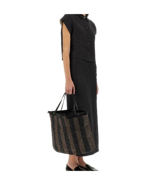 Alysi Black Side-Slit Midi Skirt
