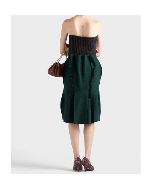 Prada Green Shetland Wool Midi Skirt