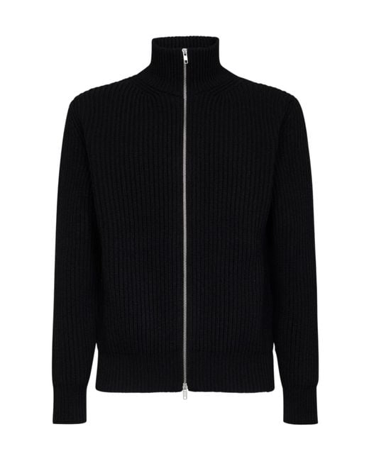 MM6 by Maison Margiela Black Long Sleeved Zipped Knitted Sweater for men