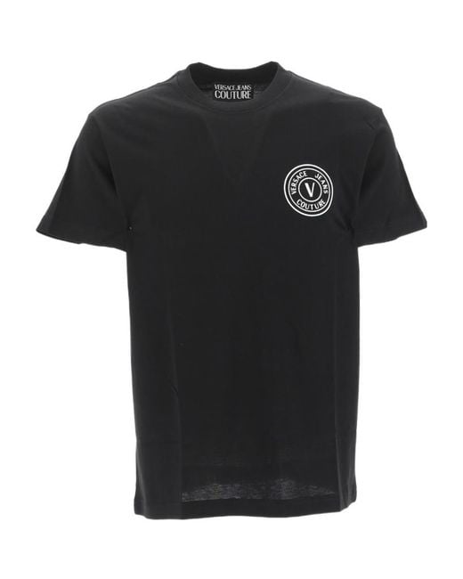 Versace Jeans Black Logo-Print Cotton T-Shirt for men