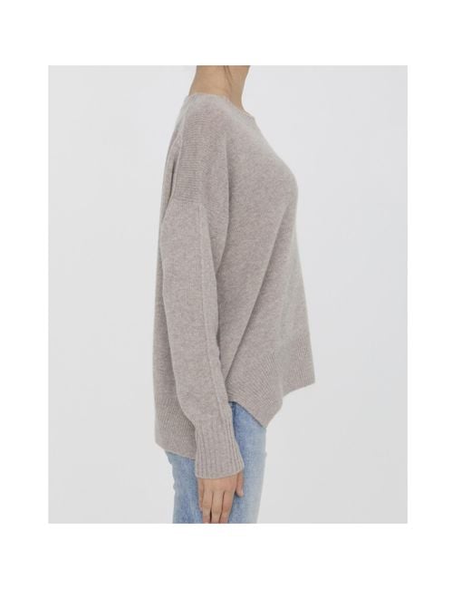 Allude Gray Drop-Shoulder Cashmere Jumper