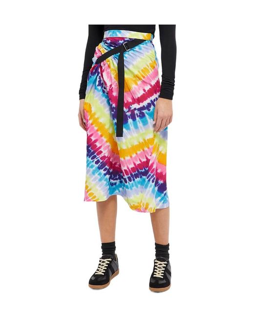 KENZO White Tie-Dye High Waist Midi Skirt