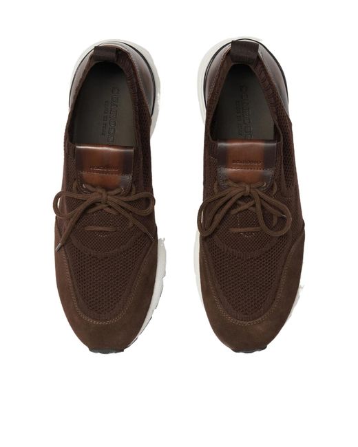 Scarosso Brown Robbie Knitted Lace-Up Sneakers for men