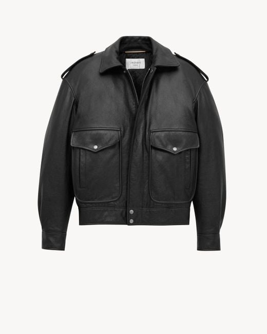 Saint Laurent Gray Oversized Button Detailed Jacket