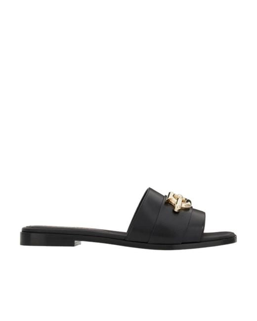 Ferragamo Black Square Head Slippers