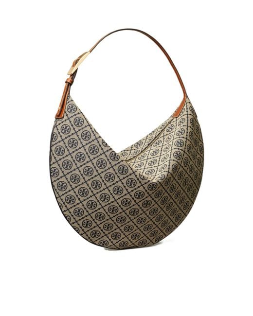 Tory Burch Gray T Monogram Balloon Bag