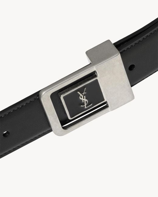 Saint Laurent White Belt With A Square Buckle for men