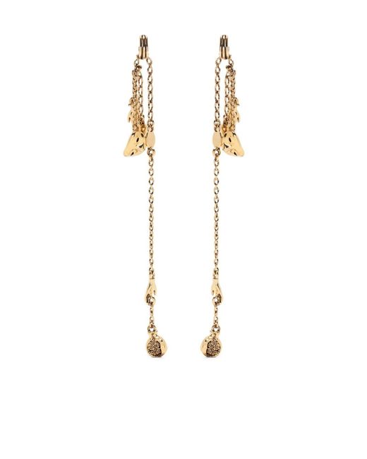 Lemaire White Charm Chain Drop Earrings