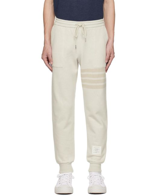 Thom Browne White 4-Bar Drawstring Track Pants for men