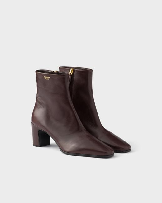 Prada Brown Leather Booties
