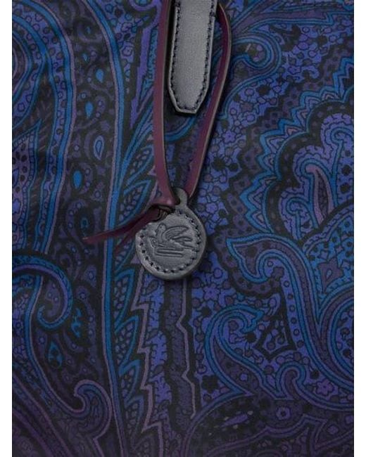 Etro Blue Unfold Me Nylon Tote Bag With Degradé Arnica Motif