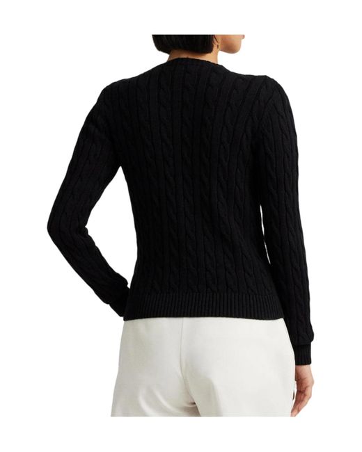 Ralph Lauren Black Ralhan Cable Knit Cotton Cardigan