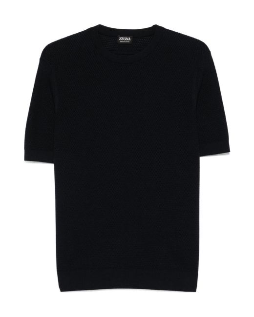 Zegna Black Knitted T-Shirt for men