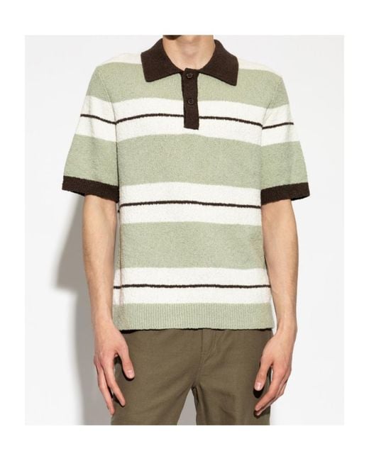 Samsøe & Samsøe White Sapedro Striped Knit Polo Shirt for men