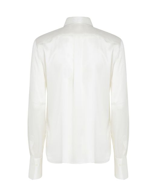 Brunello Cucinelli White Long Sleeved Curved Hem Shirt