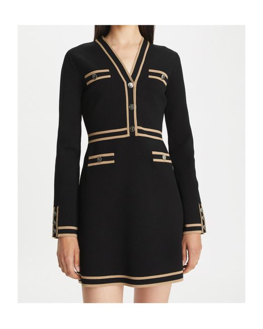 Tory Burch Black Kendra Long-Sleeved Knitted Dress